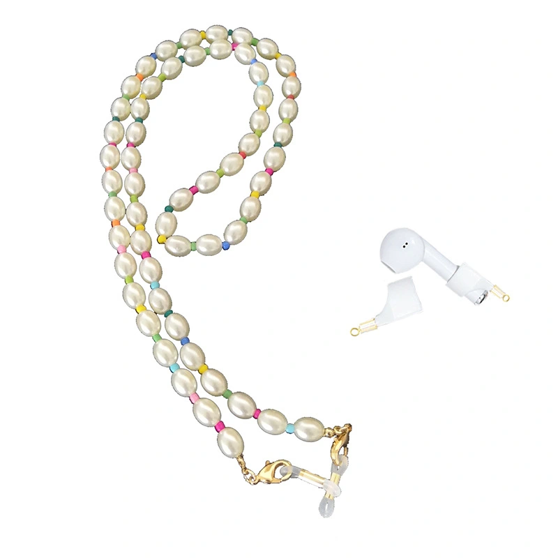 Rainbow Mixed Color Pearl Eyeglass Chain Anti-Lost Chain For Mask And Earphone