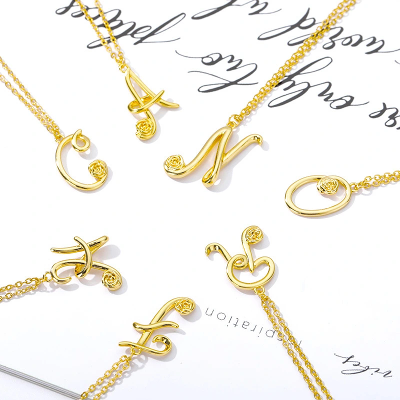 Golden Capital English Letter Necklace