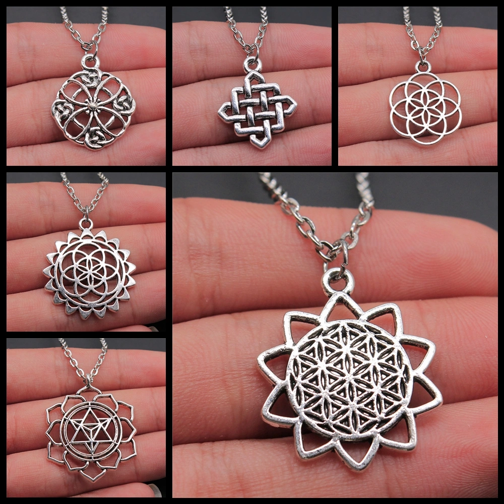 Popular Ins Net Red Clavicle Chain Female Flower Of Life Mandala Pattern Necklace