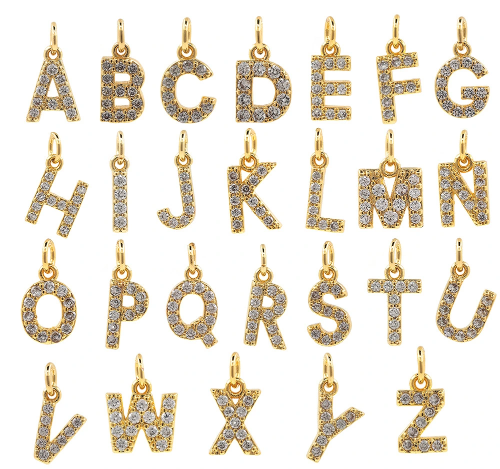 26 Letters Pendant In Copper Plated Real Gold Small Letter Pendant