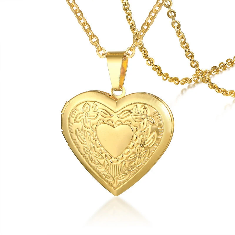 Jewelry Stainless Steel Heart-shaped Openable Fashion Pendant Gold Female Model