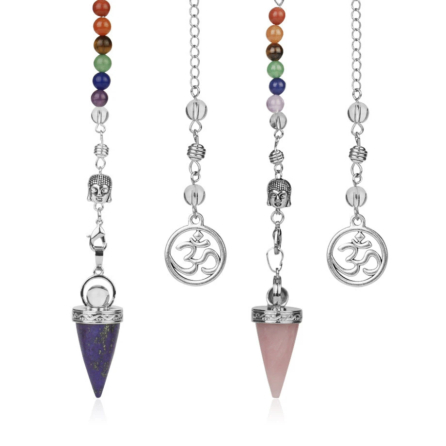 Jewelry Seven Chakra Reiki Necklace Pendulum Amethyst Pendant Yoga Unisex Jewelry