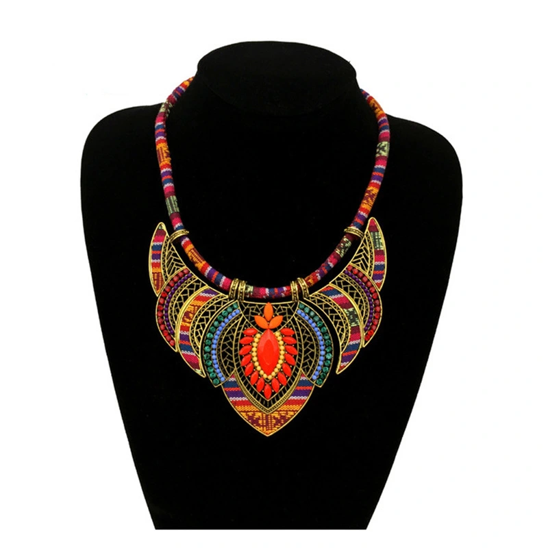 Ethnic Style Necklace Colorful Braided Rope Diamond Bohemian Necklace Female Fashion Jewelry