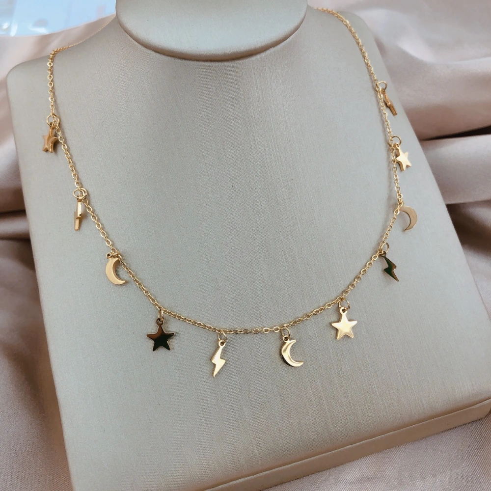 Necklace Female Star Moon Necklace K Gold Fashion Simple Clavicle Chain