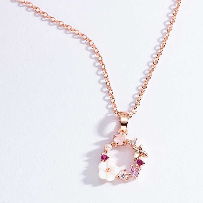 Little Flower Rose Sweet Electroplated Garland Zircon Necklace