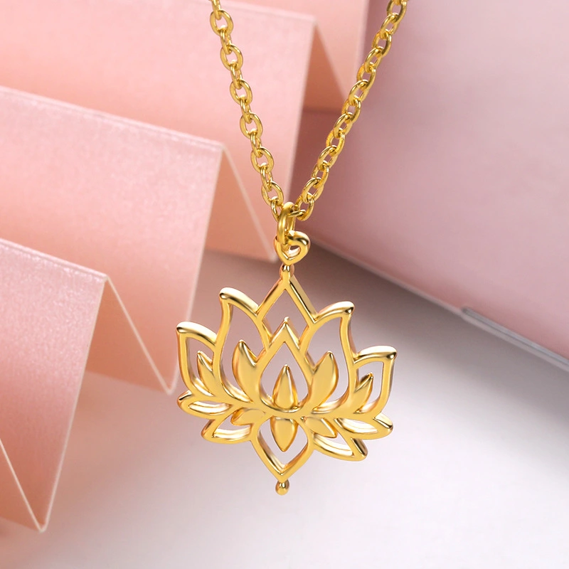 Simple Hollow Lotus Necklace Ladies Necklace Plant Series Summer Accessories Lotus Necklace