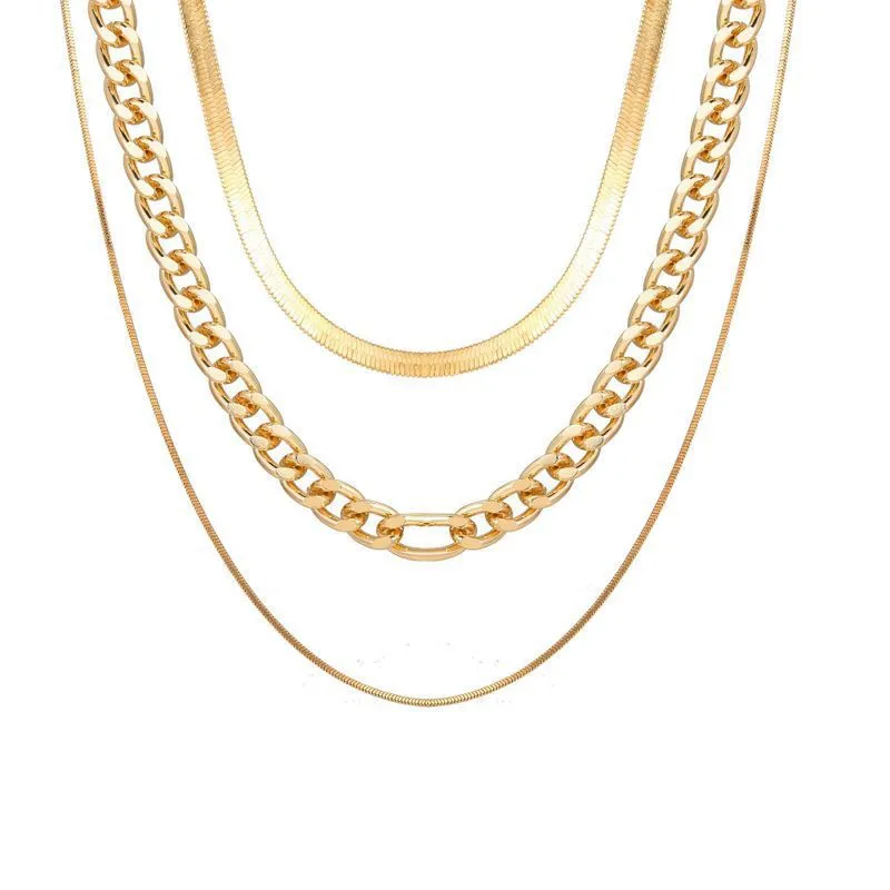 Personalized Three-layer Twist Clavicle Chain Multi-layer Thick Chain Stacking Necklace