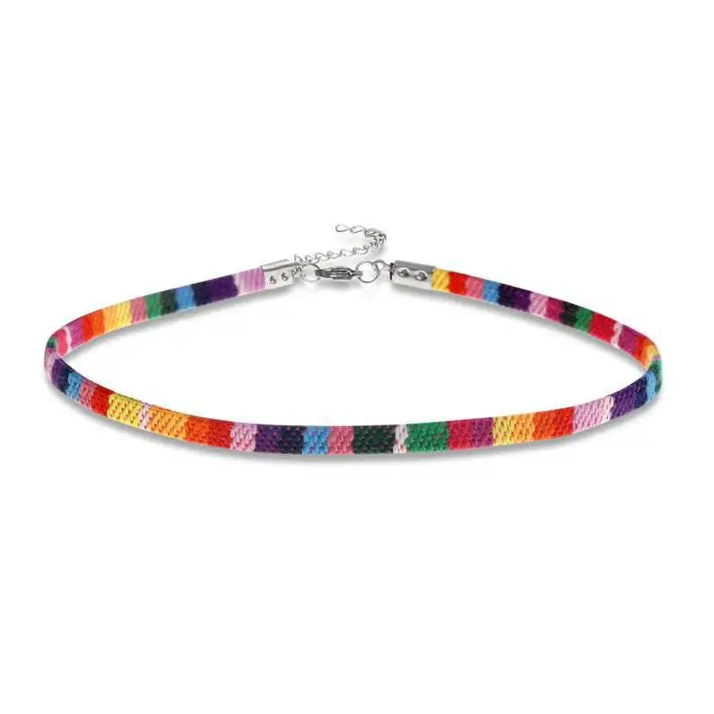 Personality Trend Rainbow Braided Rope Necklace