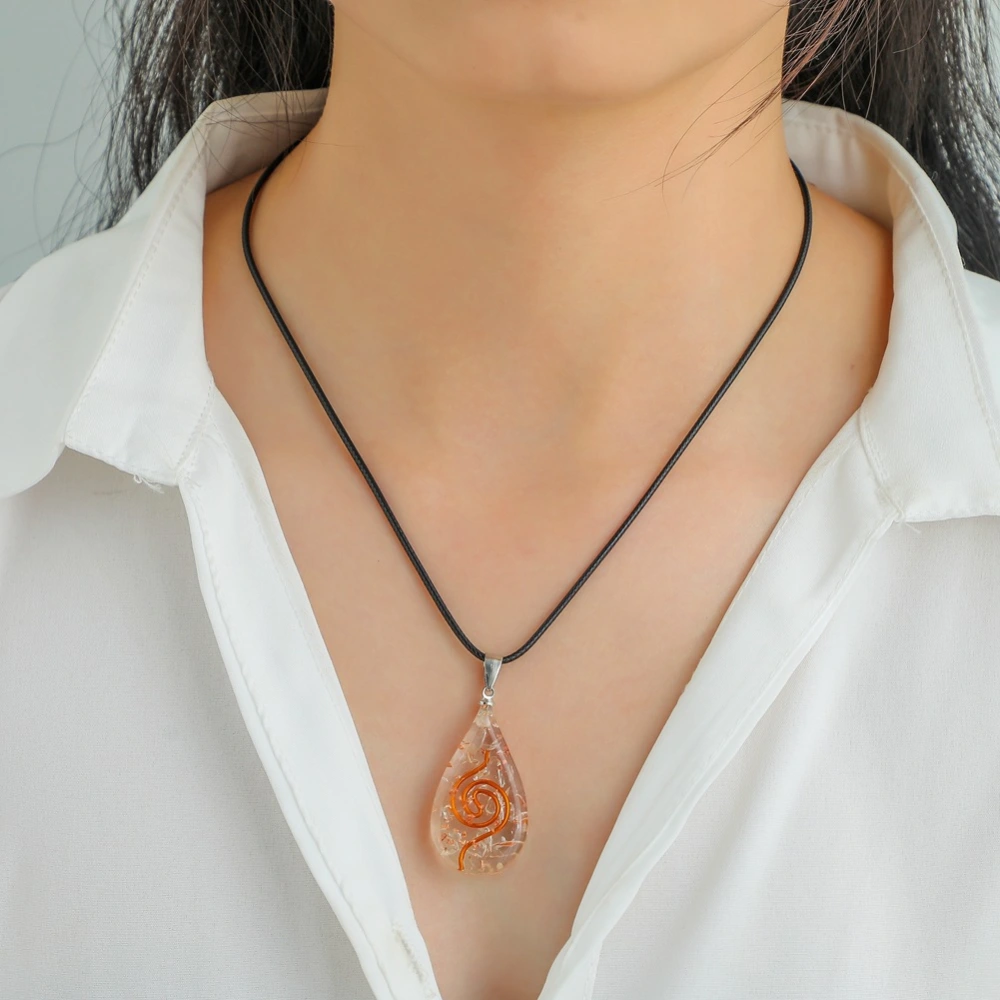 Crystal Epoxy Chakra Resin Drop Pendant Clavicle Chain