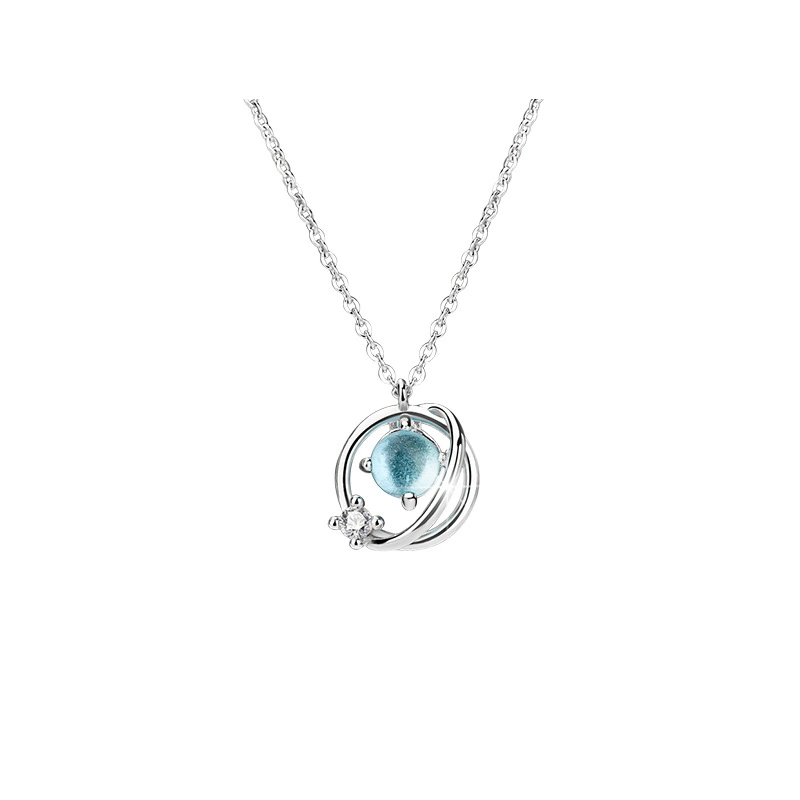 Dream Planet Necklace Women's Sterling Silver Glazed Pendant