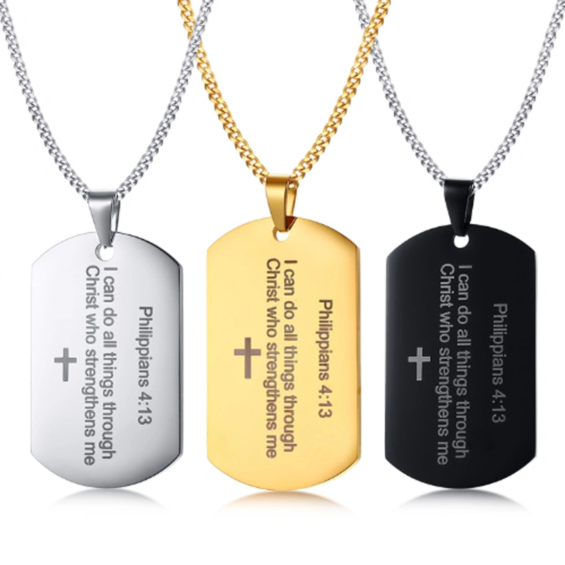 Men's Stainless Steel English Philippians Bible Verses Pendant Pendant