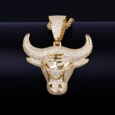 European And American Hee Hee Pendant Micro Inlaid Wrong Stone Head Pendant Trendy Rope Loop