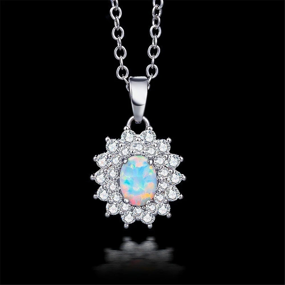 Creative Opal Pendant Inlaid Opal Clavicle Chain