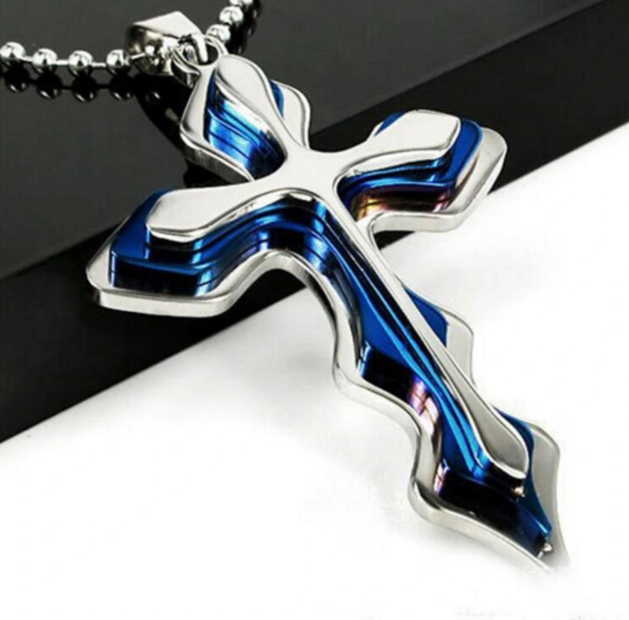 Wave Shaped Three-layer Cross Pendant Couple Trend Necklace