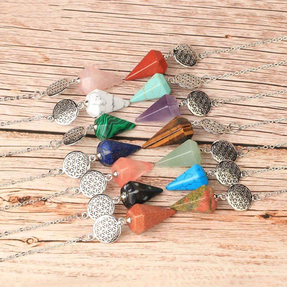 Semi-precious Stone Pendant Healing Crystal Point Pendulum Wika Meditation Chakra