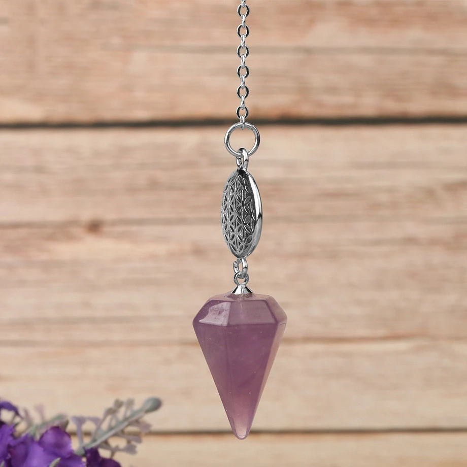 Semi-precious Stone Pendant Healing Crystal Point Pendulum Wika Meditation Chakra
