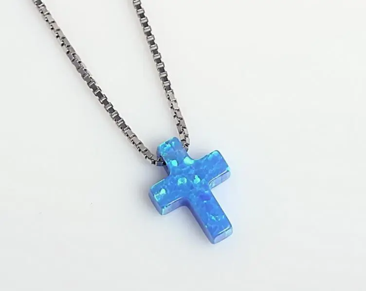 New Product Accessories Cross Opal Necklace Silver Jewelry