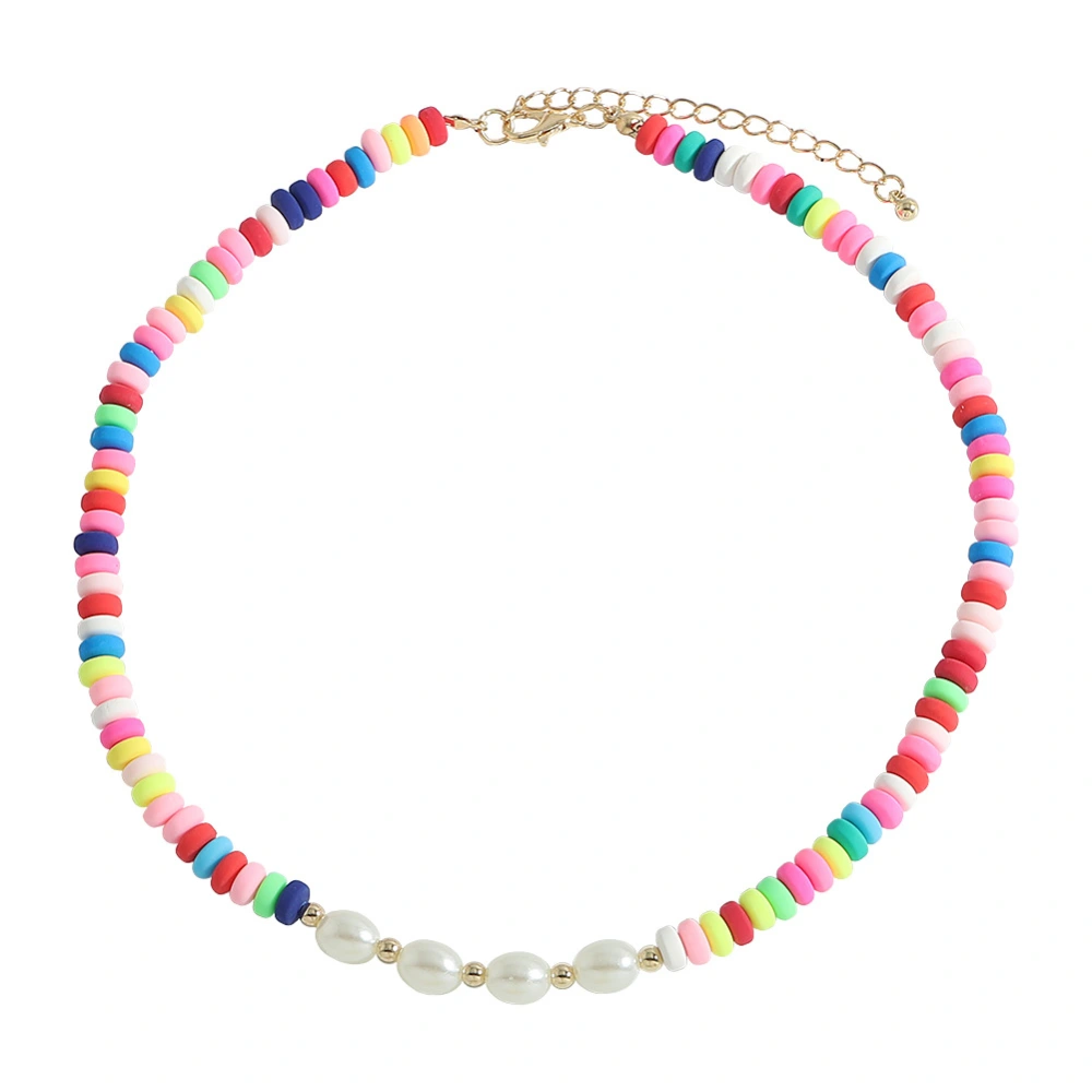 Bohemian Holiday Style Colored Resin Beaded Clavicle Chain