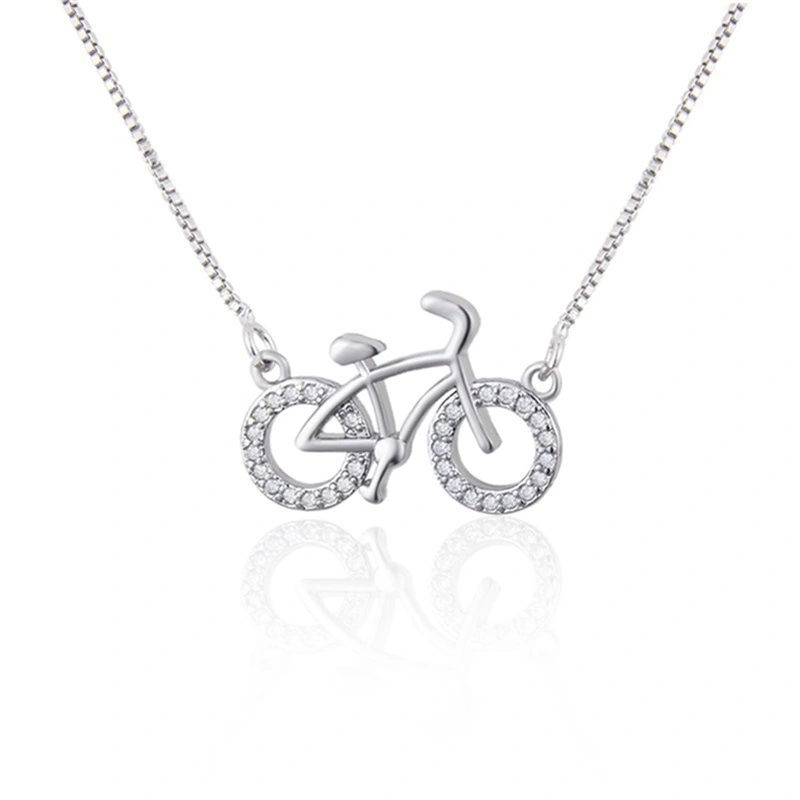 Bicycle Series Pendant Jewelry Female Inlaid Zirconium Copper Plating Necklace