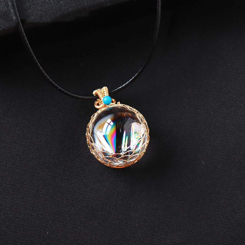 Natural Fission Rainbow Crystal Ball Pendant