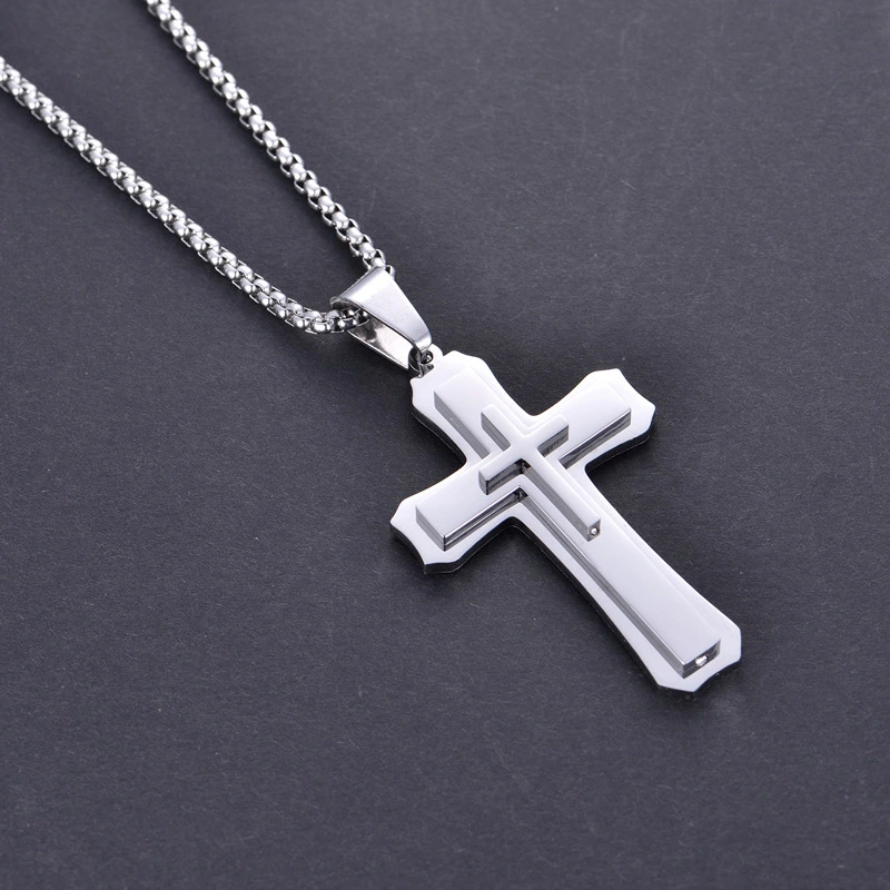 Three Layers Cross Titanium Steel Necklace