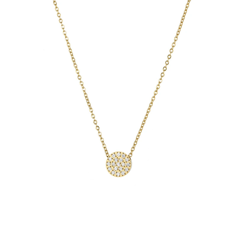 Stainless Steel Necklace Gold Plated Round Clavicle Chain