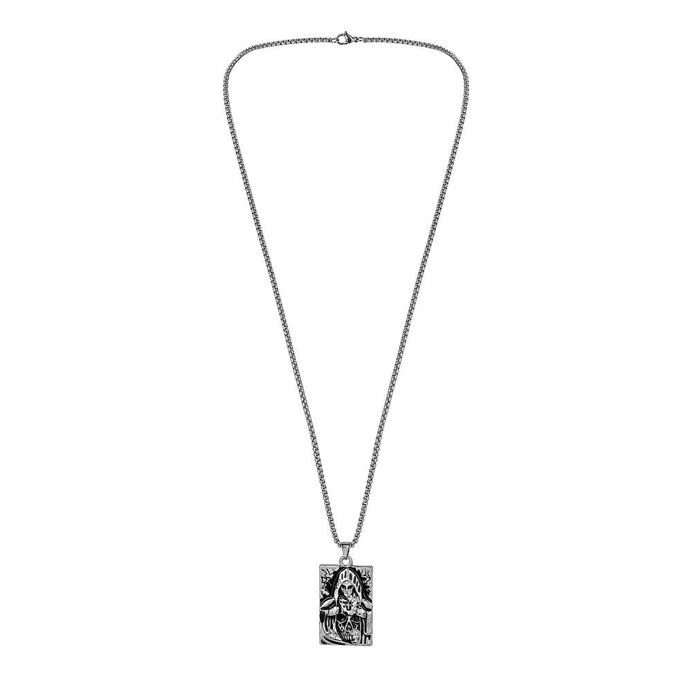 Hip Hop Stainless Steel Square Brand Skull Wizard Necklace Fashion Cold Wind Men's Necklace