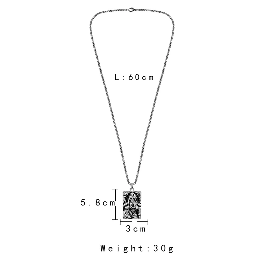 Hip Hop Stainless Steel Square Brand Skull Wizard Necklace Fashion Cold Wind Men's Necklace