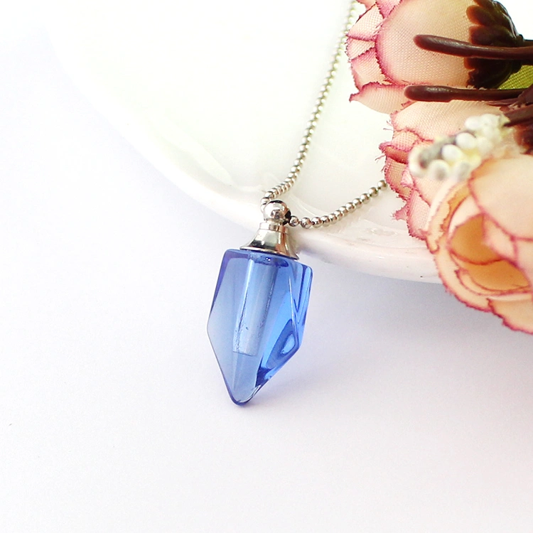 Openable Twisted And Divided Blue Crystal Bottle Necklace