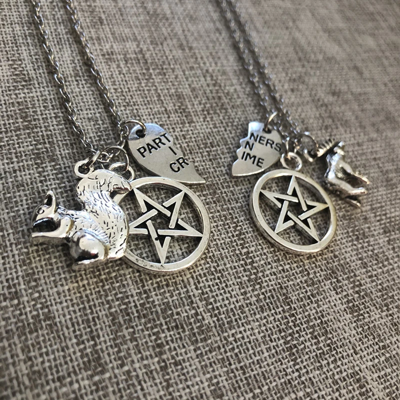 Supernatural Power Squirrel Moose Good Friend Friendship Necklace