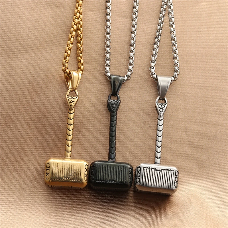 Personality Punk Retro Fashion Men's Stainless Steel Hammer Pendant