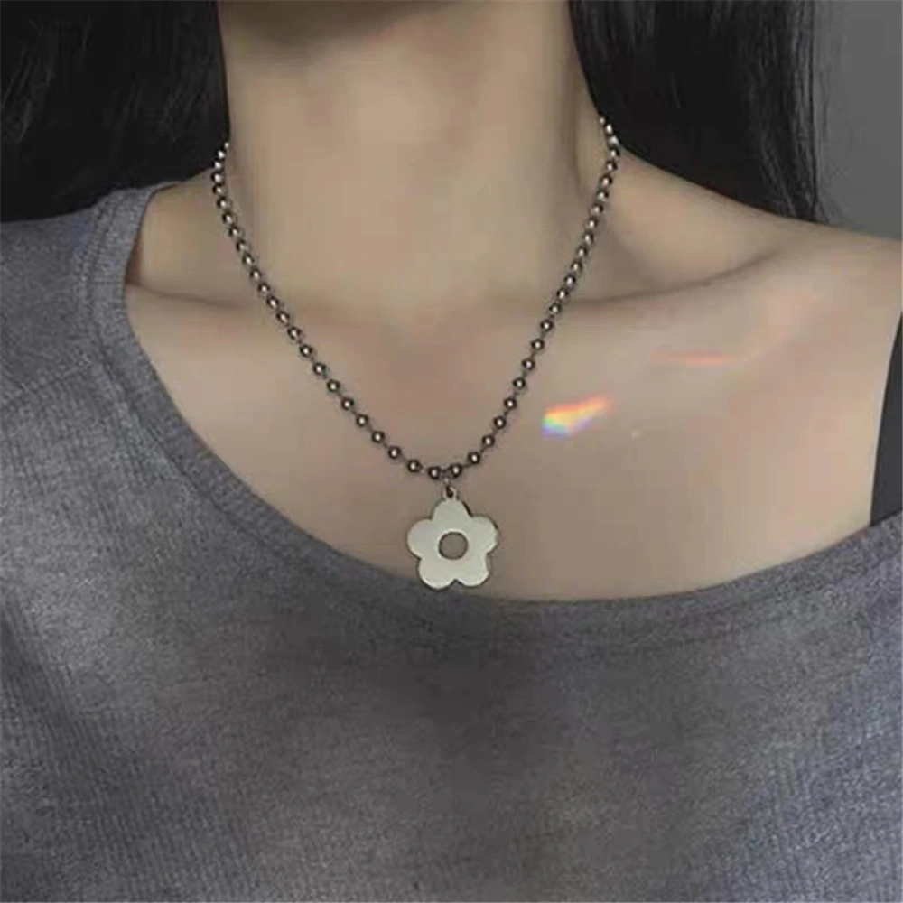 Vintage Flowers Harajuku Dark Girl Necklace Stainless Steel Titanium Steel