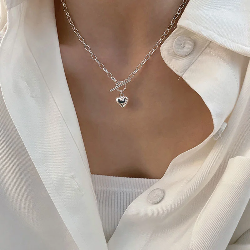 Love Pendant Silver Chain Temperament Necklace