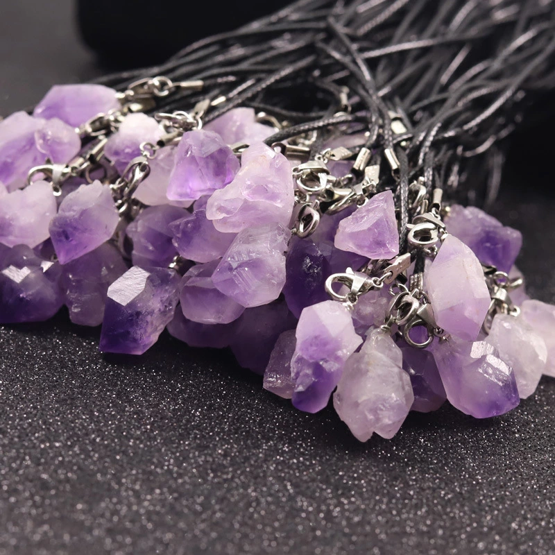 Rough Amethyst Flower Pendant For Men And Women