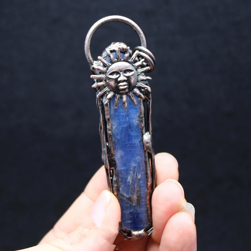 Personality Rough Pendant Aquamarine Sun God Long Necklace