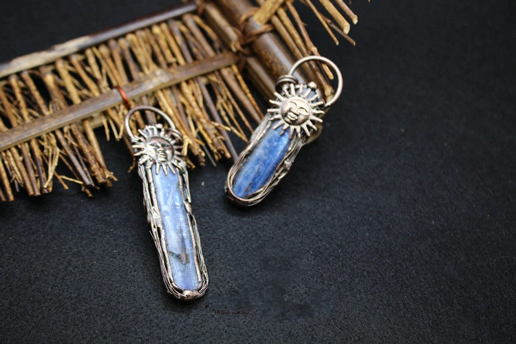 Personality Rough Pendant Aquamarine Sun God Long Necklace