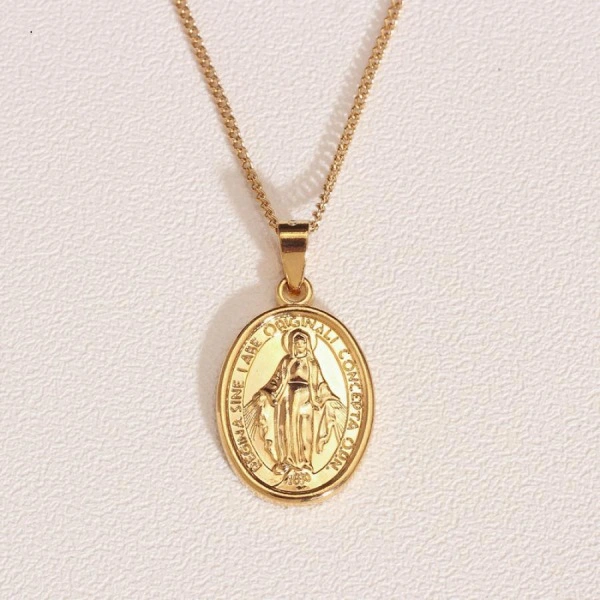 European And American Popular Virgin Pendant Oval Pendant Gold-plated Necklace