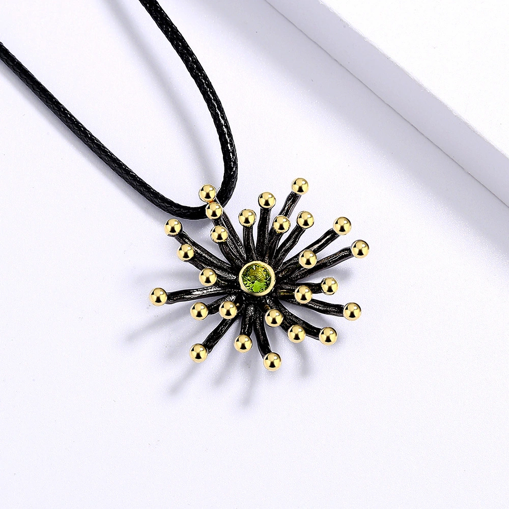 Ethnic Style Flower Heart Black Gold Two-tone Necklace