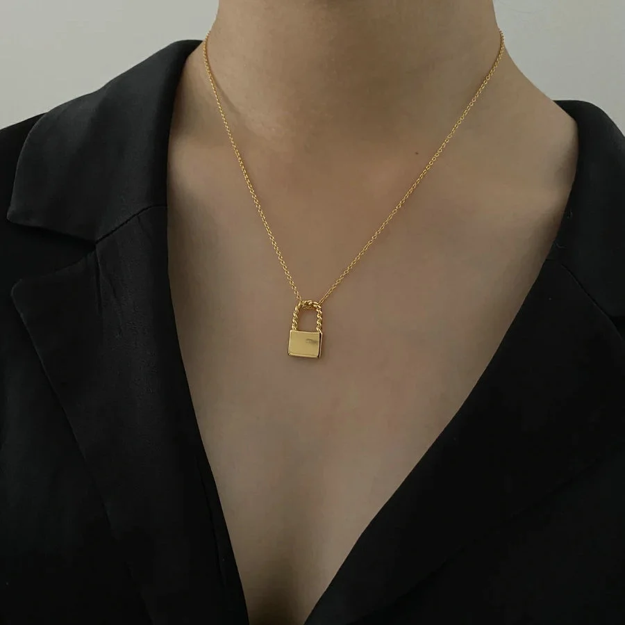 Twist Lock Pendant Stainless Steel Necklace