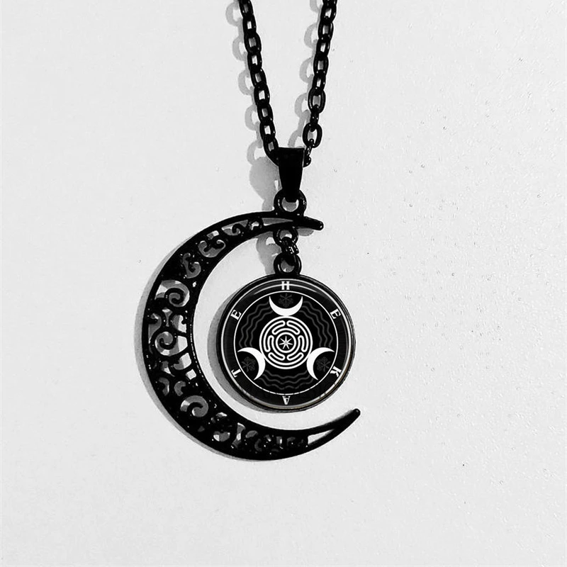European And American Time Gemstone Glass Pendant Necklace