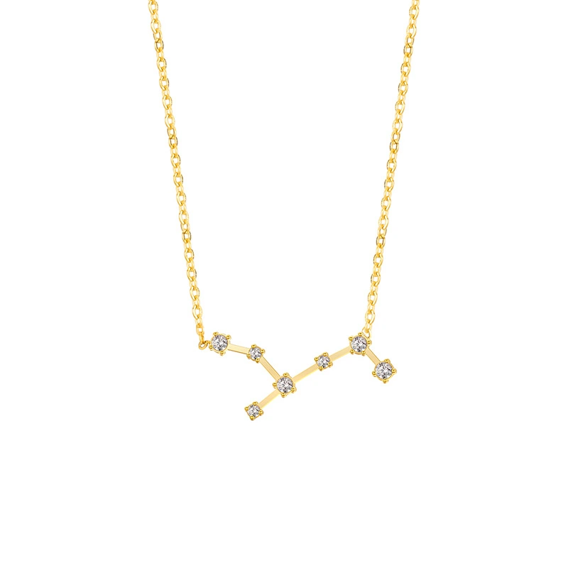 Twelve Constellation Stainless Steel Diamond Necklace Ins