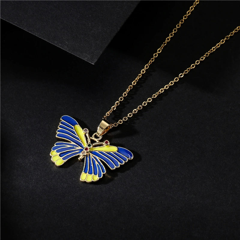 Color Drop Oil Personalized Butterfly Pendant