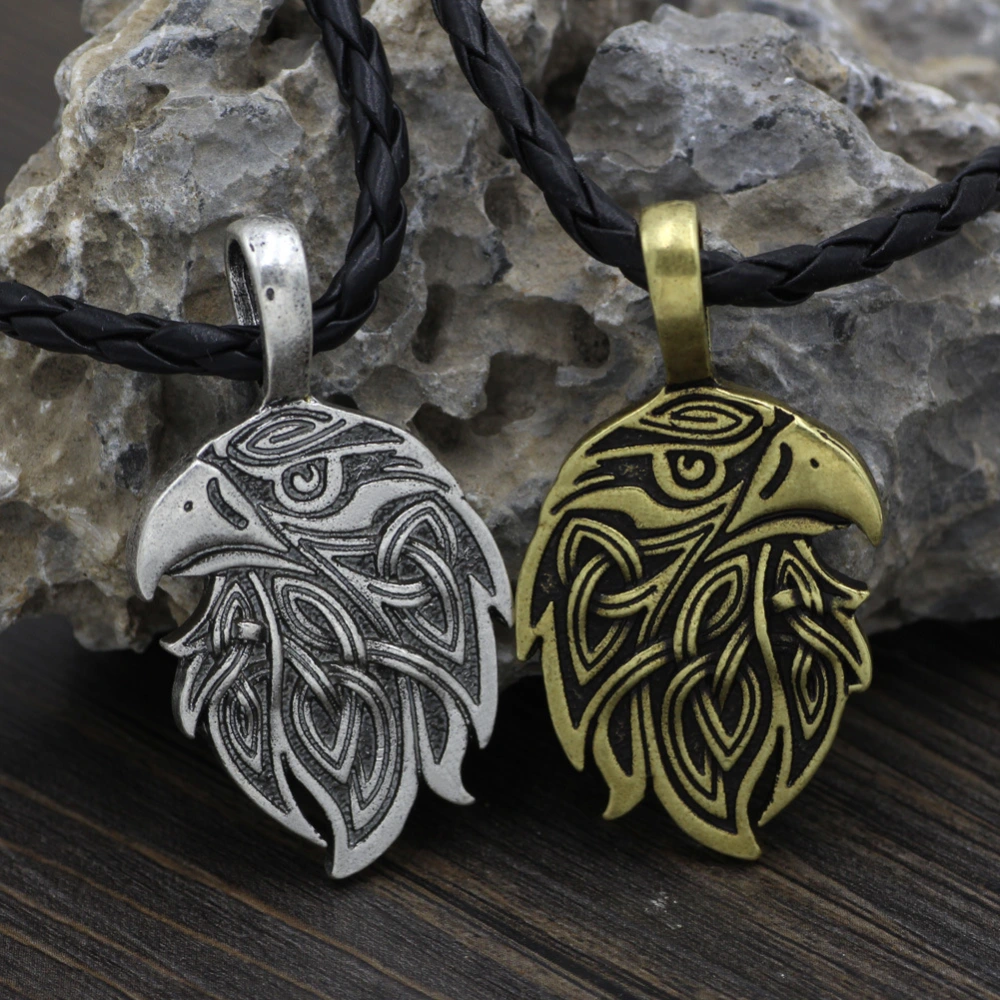 Viking Double Sided Three Dimensional Eagle Amulet Necklace Pendant