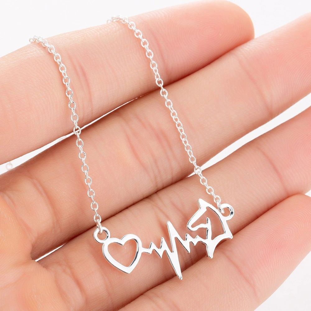 Women Fashion Ins Love ECG Necklace