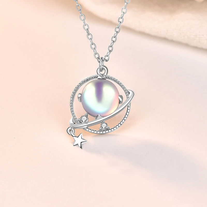 S925 Sterling Silver Dream Planet Necklace Women