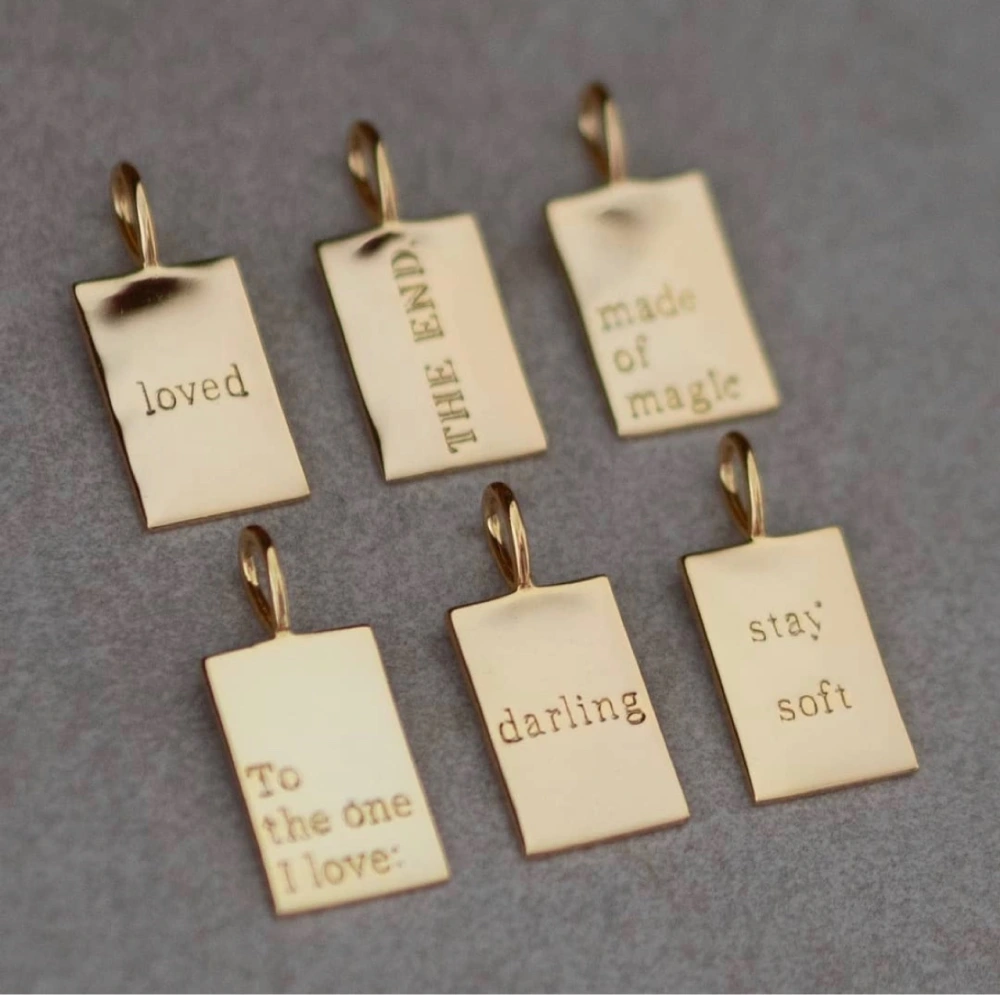 Rectangle English Letter Pendant Titanium Steel Necklace