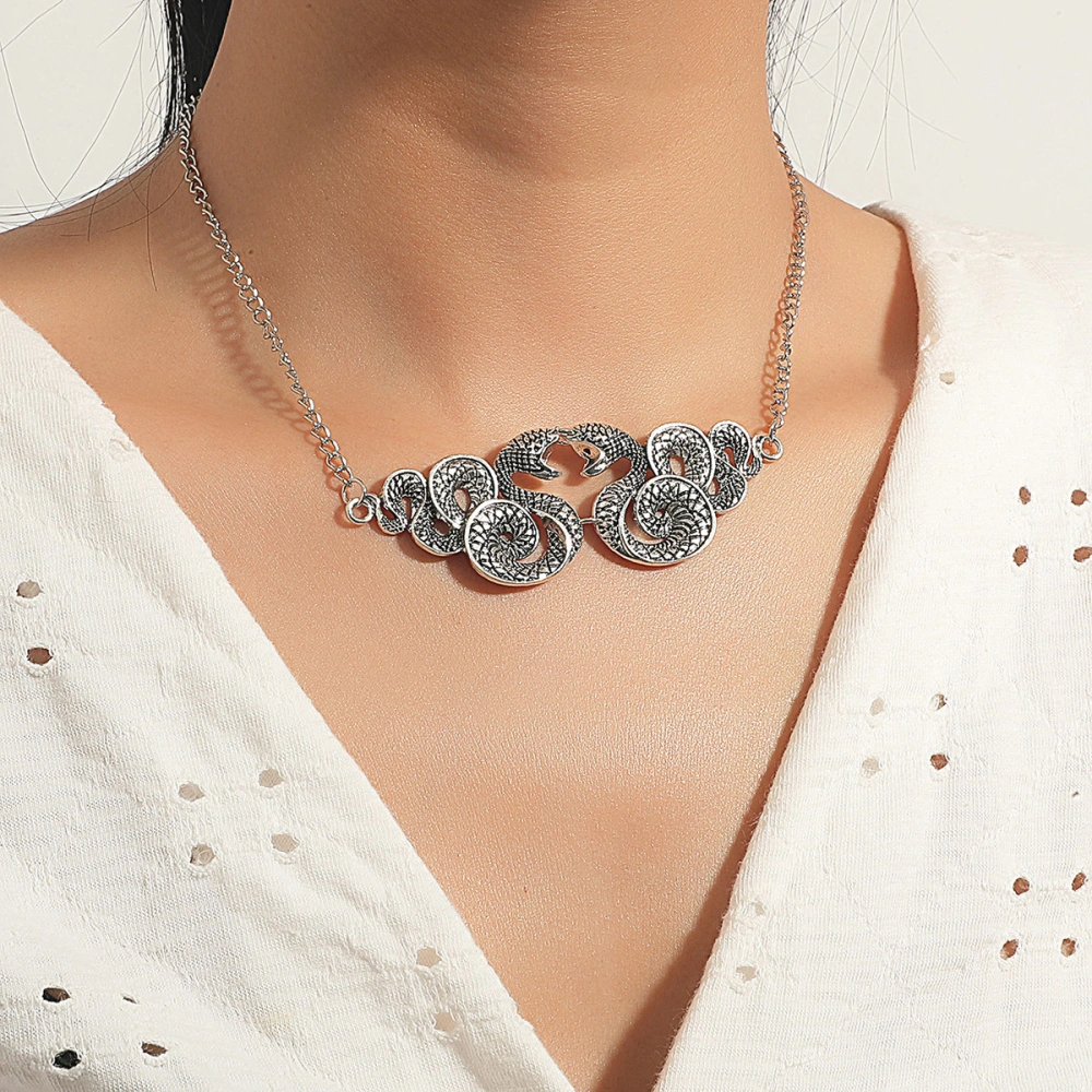 VCreative Alloy Winding Snake-shaped Pendant Necklace