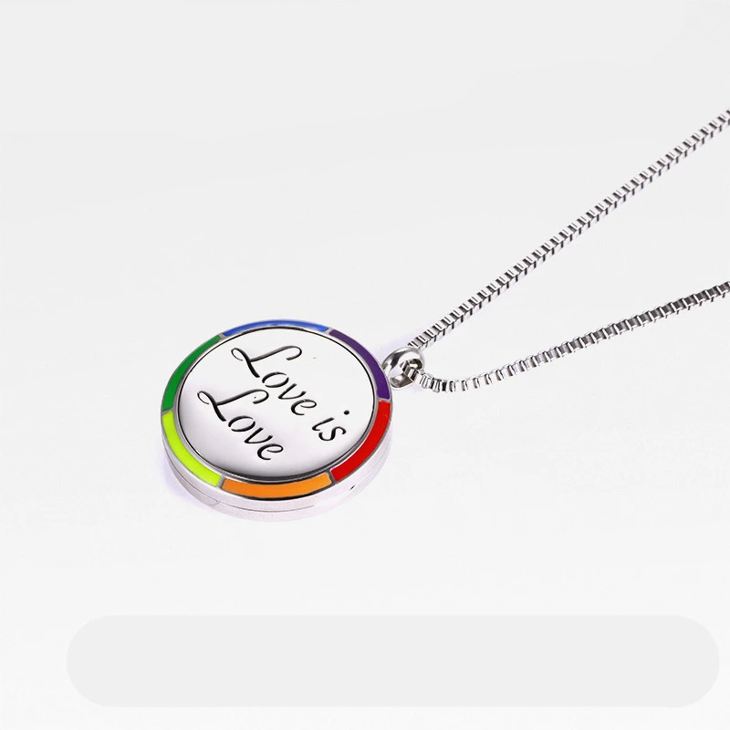 Six Color Rainbow Aroma Couple Necklace