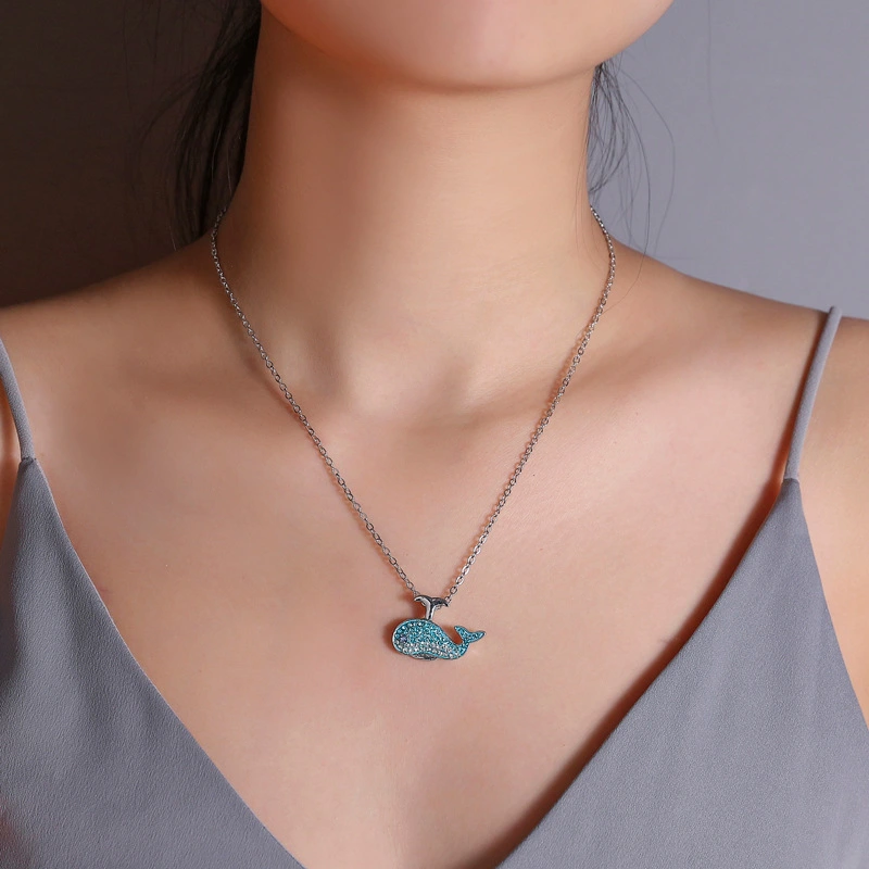 Cute Whale Necklace Female Fashion Blue Whale Dolphin