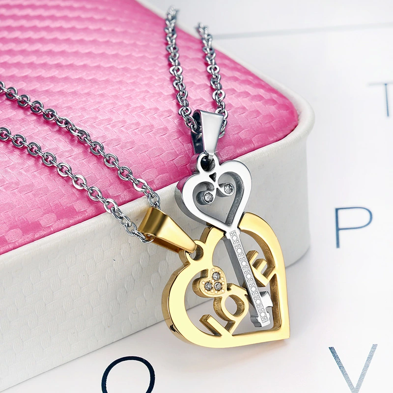Pendant Love Puzzle Key Couple Necklace